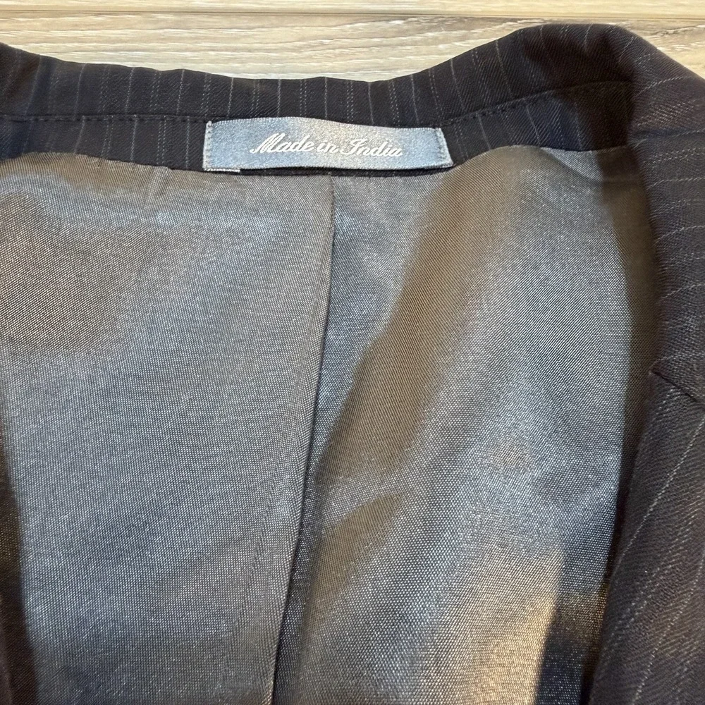 Mens Oscar De La Renta Black Wool Pinstripe Suit Sz 42R Blazer‎ 36x30 Pants